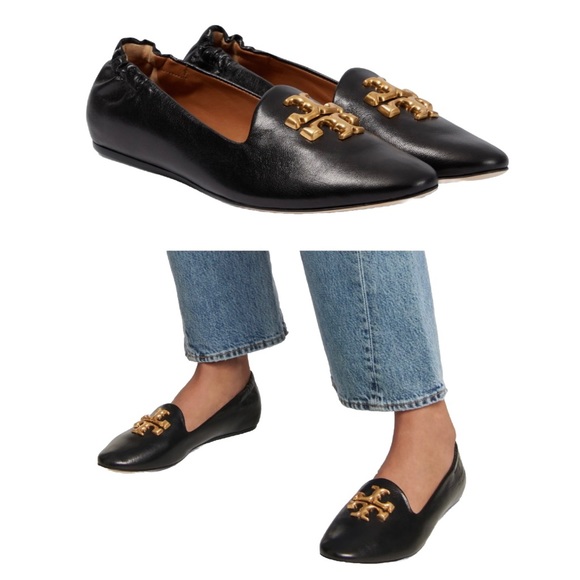 Tory Burch Shoes - TORY BURCH New In Box Black/Gold Goat Leather Eleanor Ballet Flats Size 8